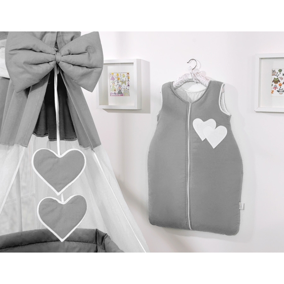 Bedding set 7-pcs with canopy- Hanging Hearts anthracite