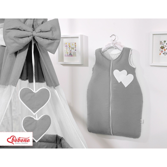 Bedding set 7-pcs with canopy- Hanging Hearts anthracite