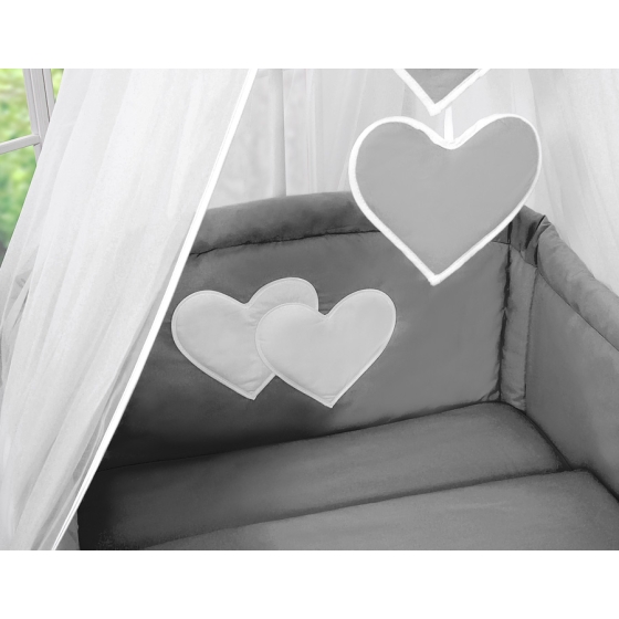 Bedding set 7-pcs with canopy- Hanging Hearts anthracite