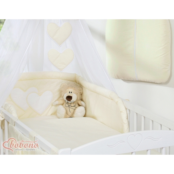 Bedding set 7-pcs with canopy- Hanging Hearts cream
