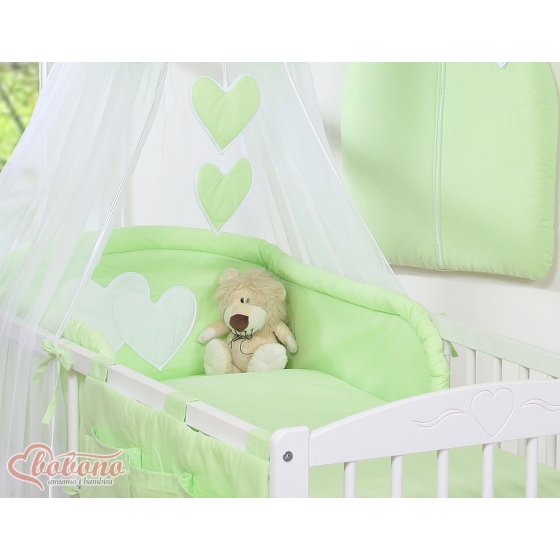 Bedding set 7-pcs with canopy- Hanging Hearts green