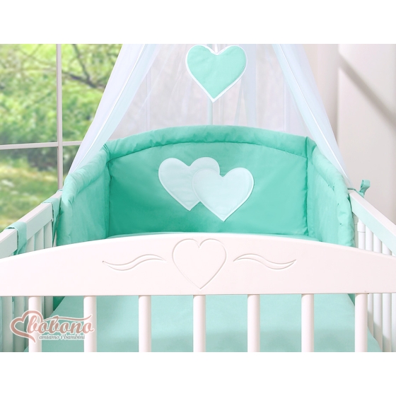 Bedding set 7-pcs with canopy- Hanging Hearts mint