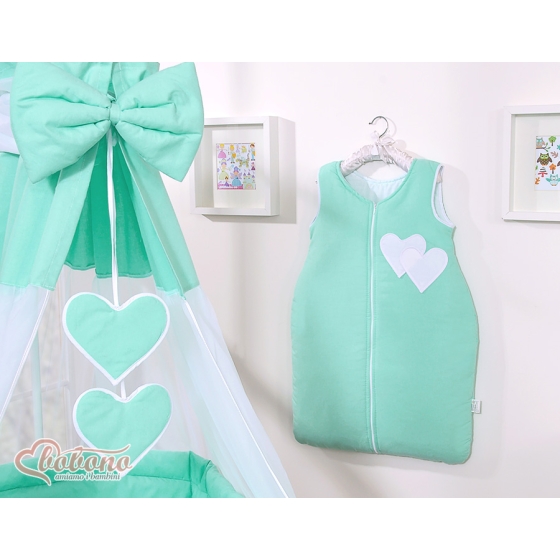 Bedding set 7-pcs with canopy- Hanging Hearts mint