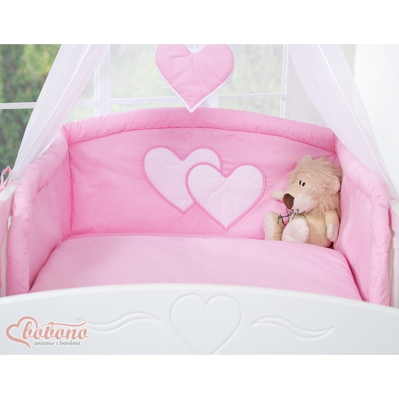 Bedding set 7-pcs with canopy- Hanging Hearts pink