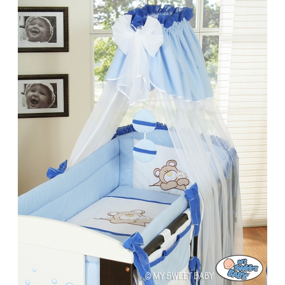 Bedding set 7-pcs with canopy (L60)- Teddy Bear Barnaba blue