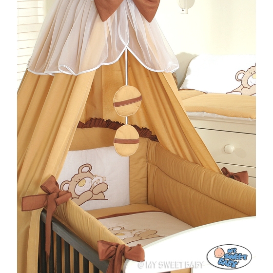 Bedding set 7-pcs with canopy (L60)- Teddy Bear Barnaba brown