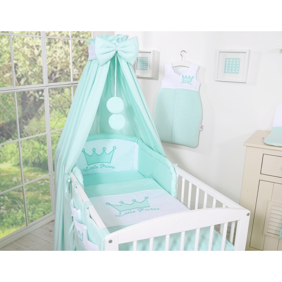 Bedding set 7-pcs with canopy- Little Prince/Princess mint