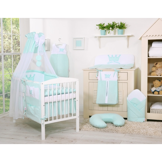 Bedding set 7-pcs with canopy- Little Prince/Princess mint