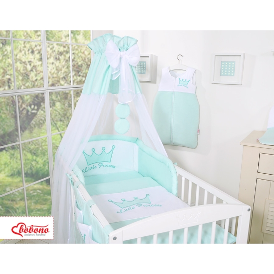 Bedding set 7-pcs with canopy- Little Prince/Princess mint