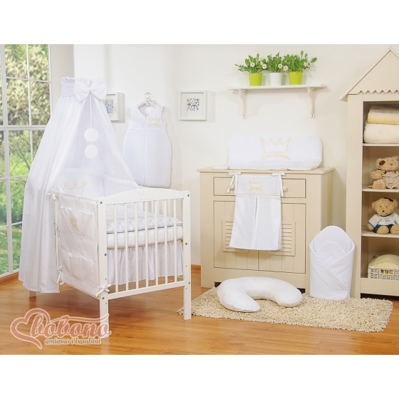 Bedding set 7-pcs with canopy- Little Prince/Princess white