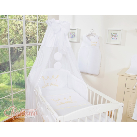 Bedding set 7-pcs with canopy- Little Prince/Princess white