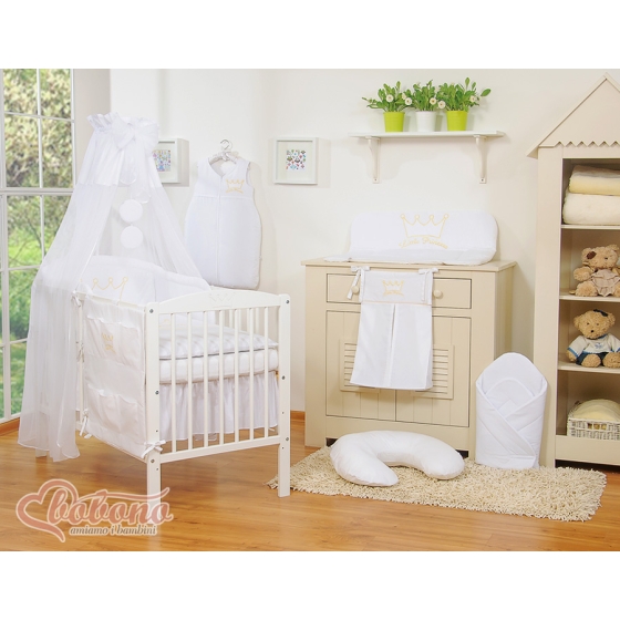 Bedding set 7-pcs with canopy- Little Prince/Princess white