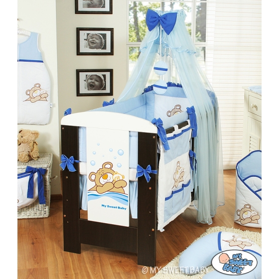 Bedding set 7-pcs with Mosquito-net (L60)- Teddy Bear Barnaba blue