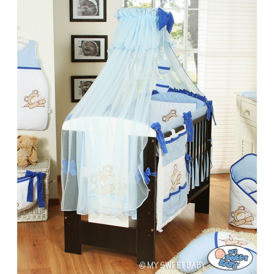 Bedding set 7-pcs with Mosquito-net (L60)- Teddy Bear Barnaba blue