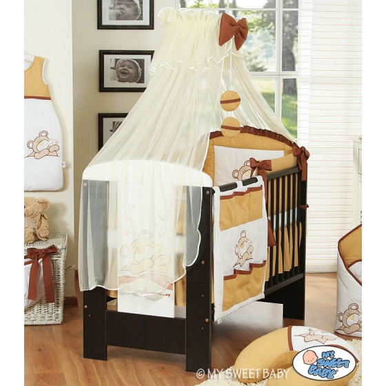 Bedding set 7-pcs with Mosquito-net (L60)- Teddy Bear Barnaba brown