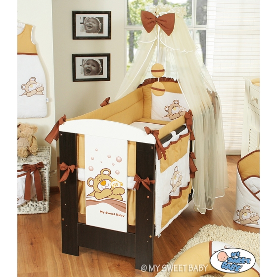 Bedding set 7-pcs with Mosquito-net (L60)- Teddy Bear Barnaba brown