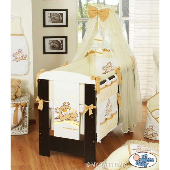 Bedding set 7-pcs with Mosquito-net (L60)- Teddy Bear Barnaba cream