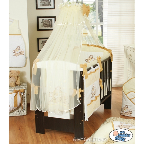Bedding set 7-pcs with Mosquito-net (L60)- Teddy Bear Barnaba cream