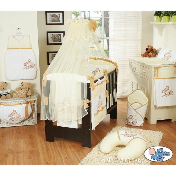 Bedding set 7-pcs with Mosquito-net (L60)- Teddy Bear Barnaba cream