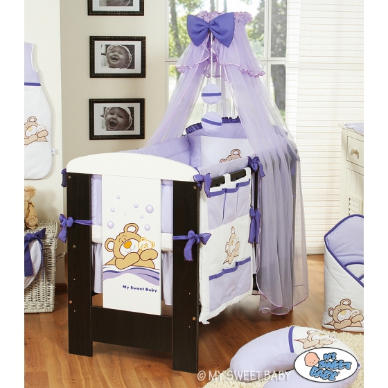 Bedding set 7-pcs with Mosquito-net (L60)- Teddy Bear Barnaba lilac