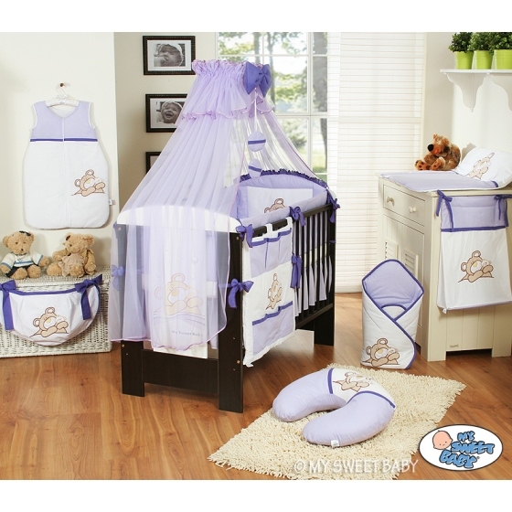 Bedding set 7-pcs with Mosquito-net (L60)- Teddy Bear Barnaba lilac