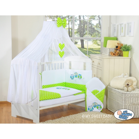Bedding set 7-pcs with mosquito-net- Owls green