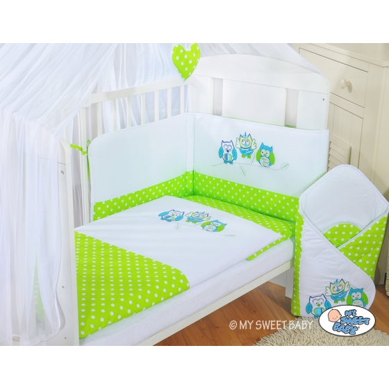 Bedding set 7-pcs with mosquito-net- Owls green