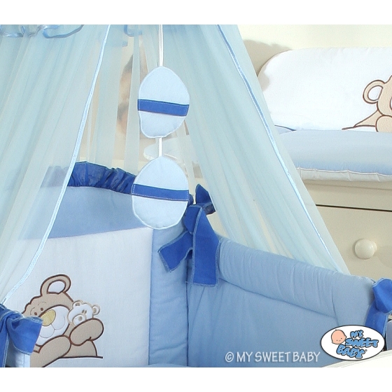 Bedding set 7-pcs with Mosquito-net (S60)- Teddy Bear Barnaba blue