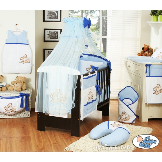 Bedding set 7-pcs with Mosquito-net (S60)- Teddy Bear Barnaba blue