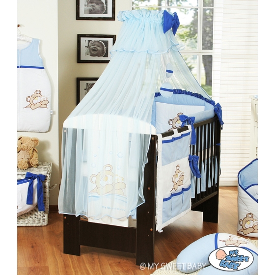 Bedding set 7-pcs with Mosquito-net (S60)- Teddy Bear Barnaba blue