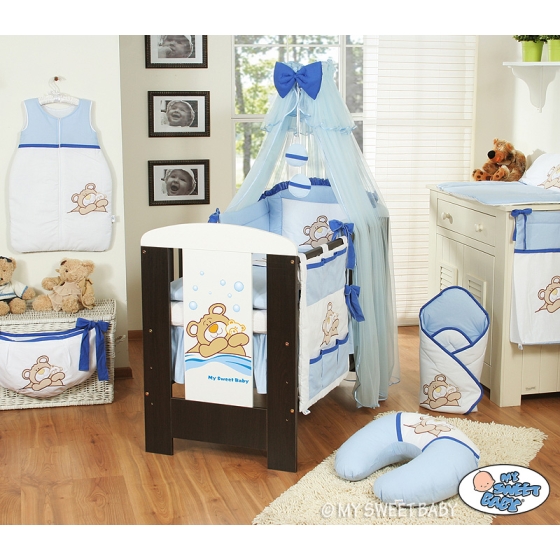 Bedding set 7-pcs with Mosquito-net (S60)- Teddy Bear Barnaba blue