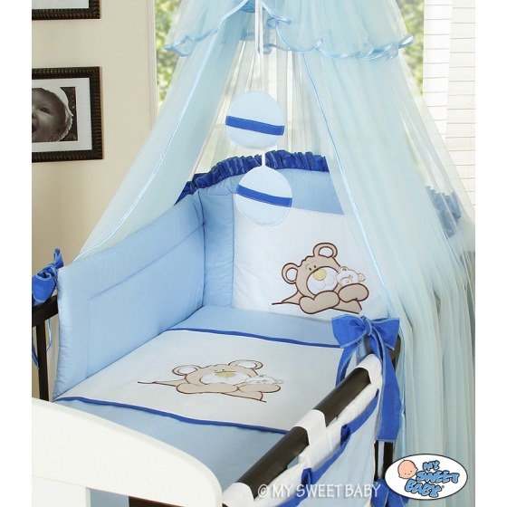 Bedding set 7-pcs with Mosquito-net (S60)- Teddy Bear Barnaba blue