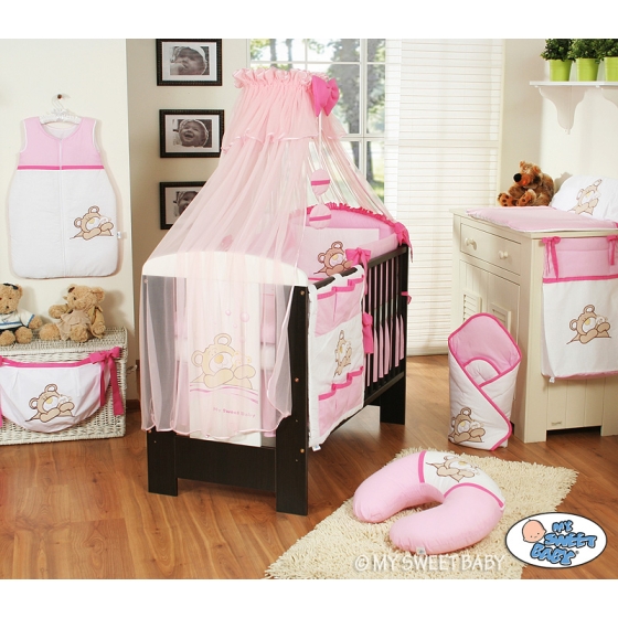 Bedding set 7-pcs with Mosquito-net (S60)- Teddy Bear Barnaba brown