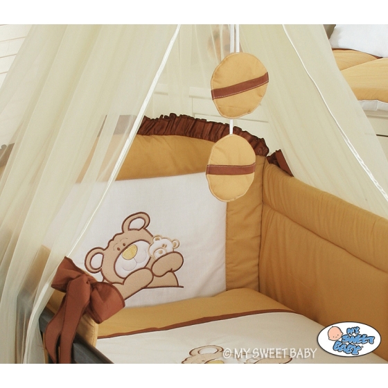 Bedding set 7-pcs with Mosquito-net (S60)- Teddy Bear Barnaba brown