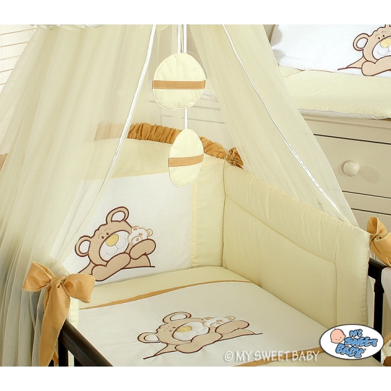 Bedding set 7-pcs with Mosquito-net (S60)- Teddy Bear Barnaba cream