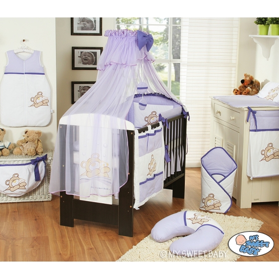 Bedding set 7-pcs with Mosquito-net (S60)- Teddy Bear Barnaba lilac