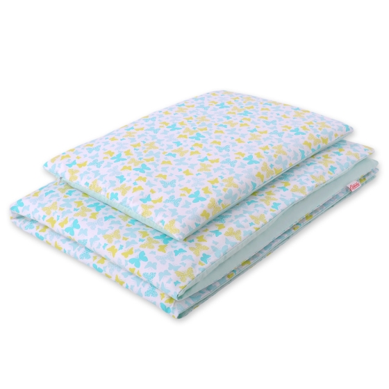 Bedding set for Baby Bed 2-pcs- blue butterflies