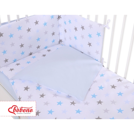 Bedding set for Baby Bed 2-pcs- gray -blue stars