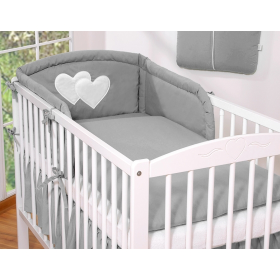 Bedding set for Baby Bed 2-pcs- Hanging Hearts anthracite