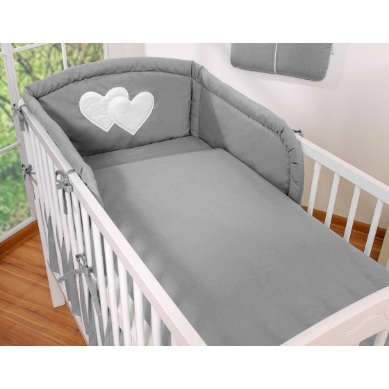 Bedding set for Baby Bed 2-pcs- Hanging Hearts anthracite