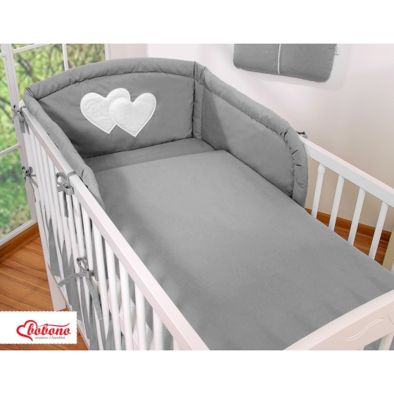 Bedding set for Baby Bed 2-pcs- Hanging Hearts anthracite
