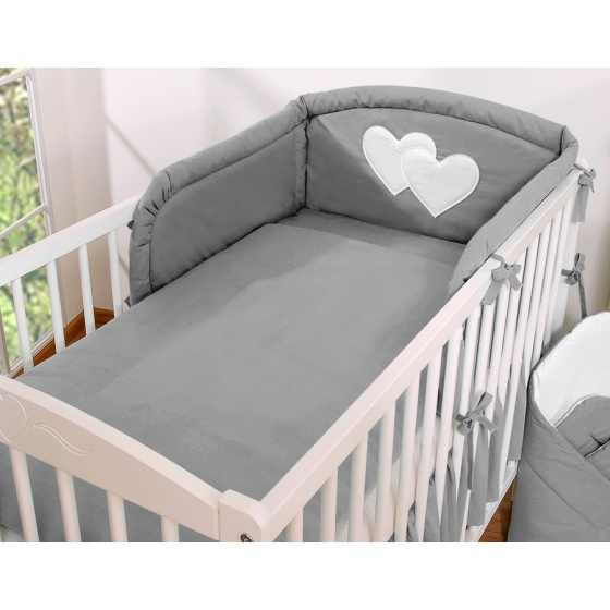 Bedding set for Baby Bed 2-pcs- Hanging Hearts anthracite