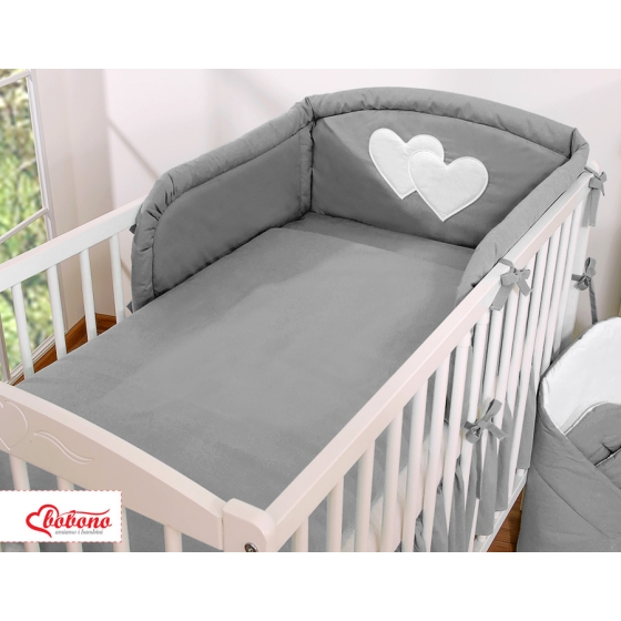 Bedding set for Baby Bed 2-pcs- Hanging Hearts anthracite