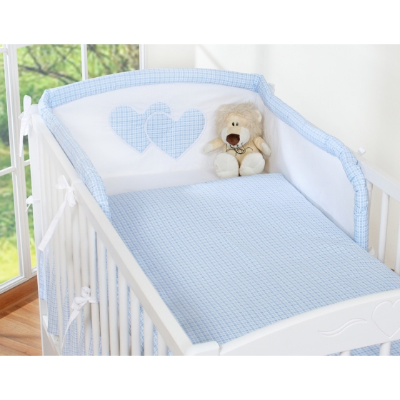 Bedding set for Baby Bed 2-pcs- Hanging Hearts blue checkered