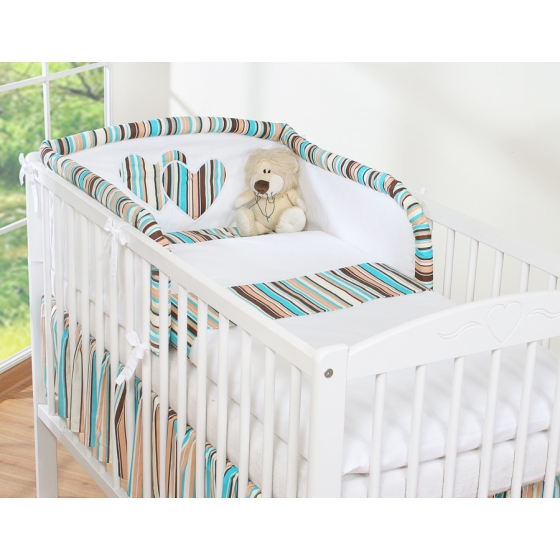Bedding set for Baby Bed 2-pcs- Hanging Hearts brown stripes