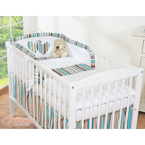 Bedding set for Baby Bed 2-pcs- Hanging Hearts brown stripes