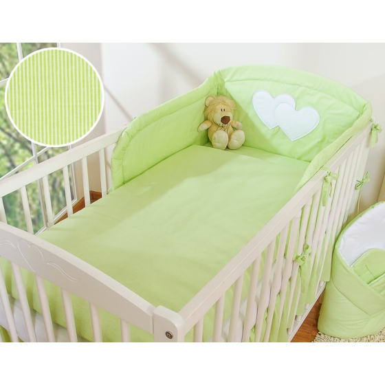 Bedding set for Baby Bed 2-pcs- Hanging Hearts green stripes