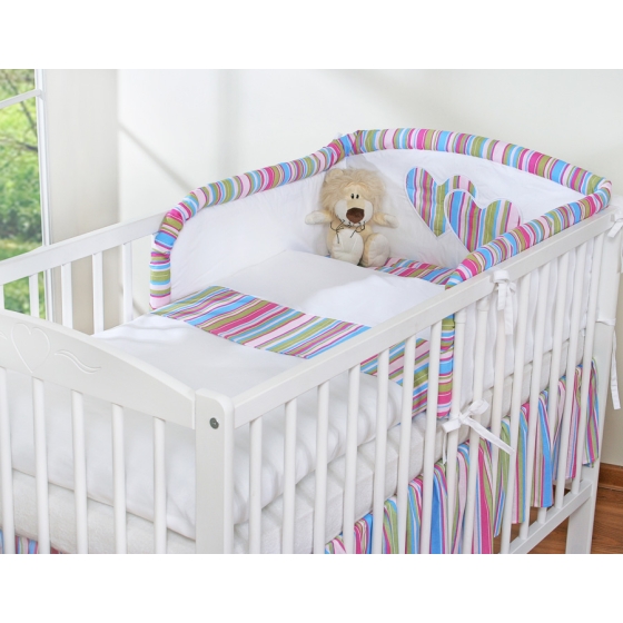 Bedding set for Baby Bed 2-pcs- Hanging Hearts lilac stripes