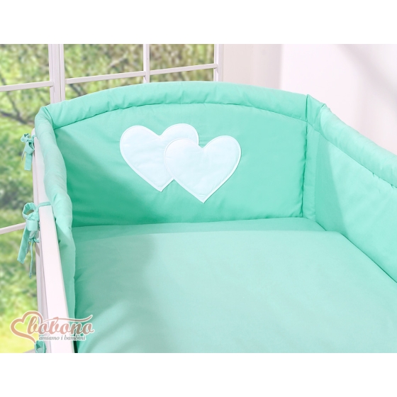 Bedding set for Baby Bed 2-pcs- Hanging Hearts mint