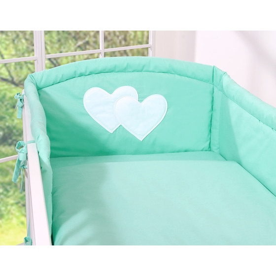 Bedding set for Baby Bed 2-pcs- Hanging Hearts mint